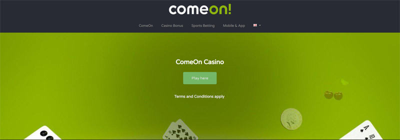 Bonus senza deposito di Comeon Casino