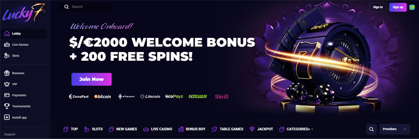 Bonus sans dépôt Lucky7even Casino