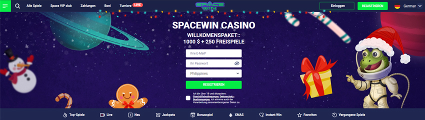 Code bonus Space Win Casino sans dépôt